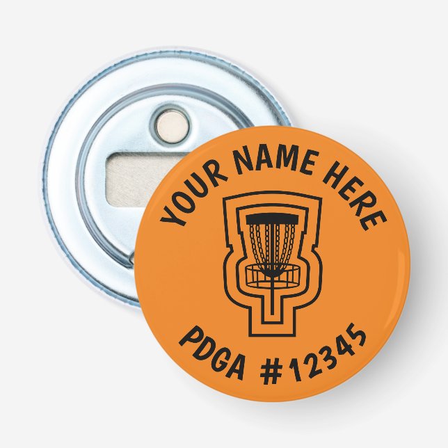 Disk Golf Bottle Opener Mini Marker - Name & PDGA# Flaschenöffner (Vorderseite)