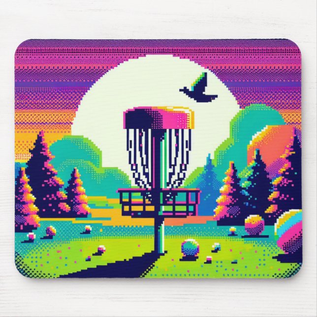 Disk Golf Button Pixel Art Mousepad (Vorne)