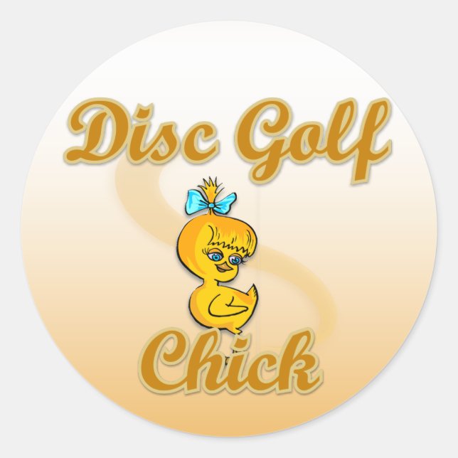 Disk Golf Chick Runder Aufkleber (Vorderseite)