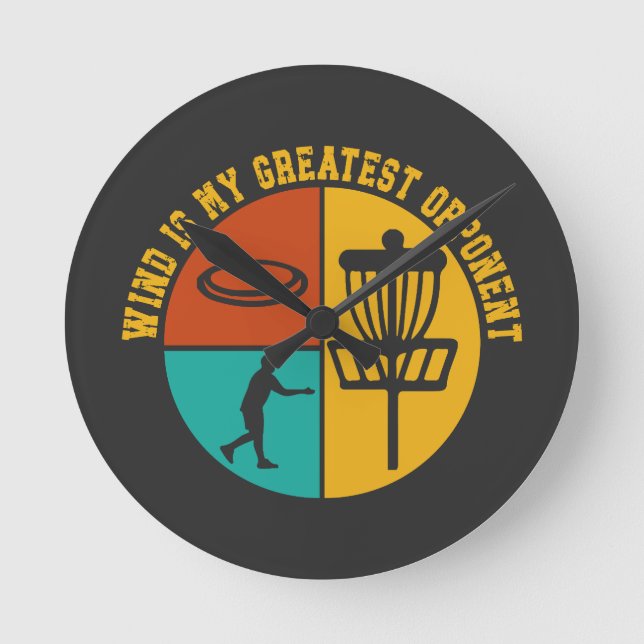 Disk Golf Funny Design Retro Disk Golf Runde Wanduhr (Vorderseite)