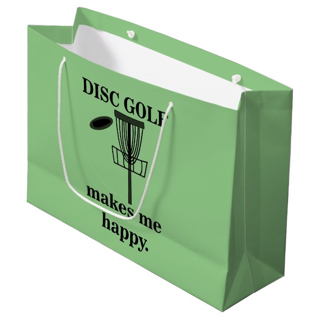 Disk Golf macht mich glücklich Golf Große Geschenktüte (Vorderseite Schrägansicht)