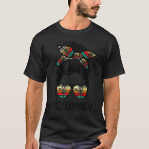 Disk Golf Mamaw Life Messy Bun Glasses Disk Golf T-Shirt