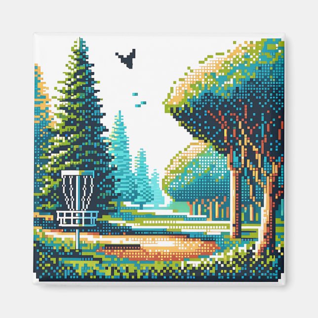 Disk Golf Pixel Art Magnet (Vorne)
