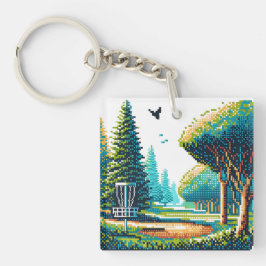 Disk Golf Pixel Art Schlüsselanhänger