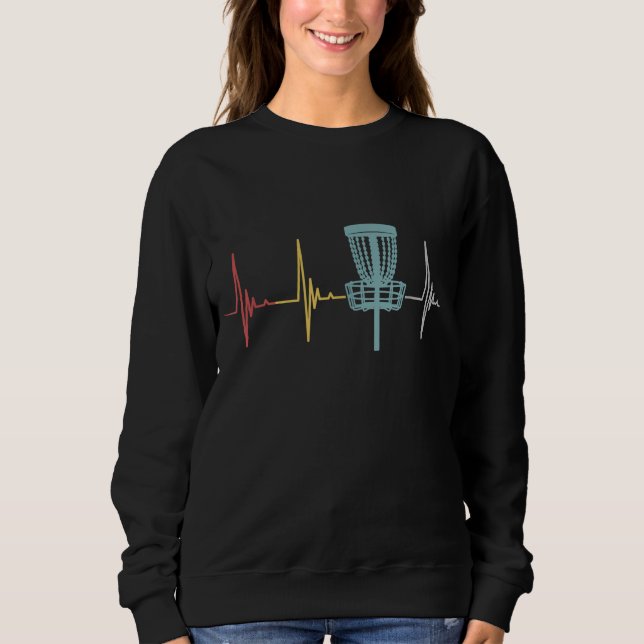 Disk Golf Retro Herzschlag Geschenk frisbeen Playe Sweatshirt (Vorderseite)