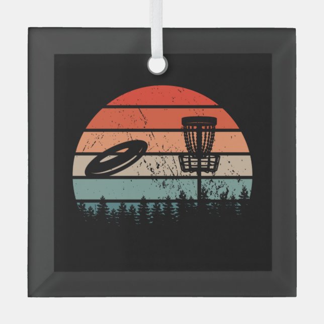 Disk Golf Retro Ornament Aus Glas (Vorderseite)