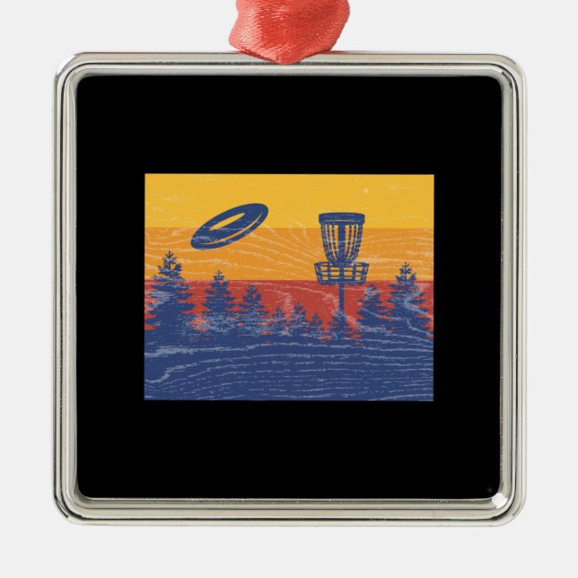 Disk Golf Retro Ornament Aus Metall (Vorne)