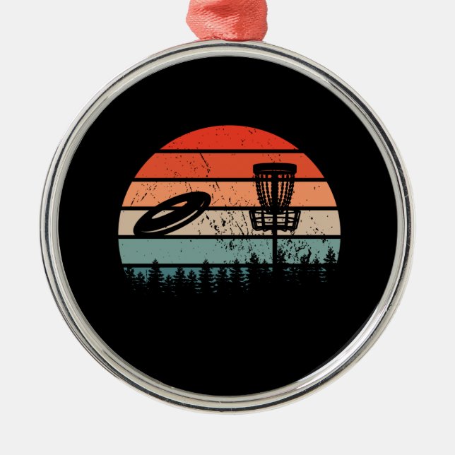 Disk Golf Retro Ornament Aus Metall (Vorne)