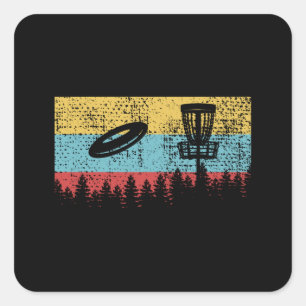 Disk Golf Retro Quadratischer Aufkleber