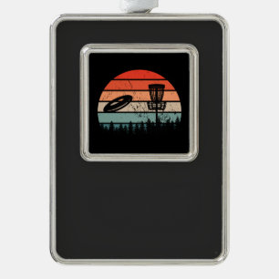 Disk Golf Retro Rahmen-Ornament Silber