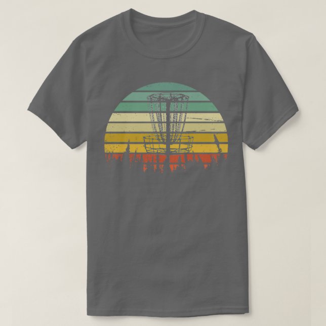 Disk Golf Retro Sonnenuntergang T-Shirt (Design vorne)