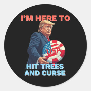 Disk Golf Shirt Funny Hit Trees und Curse Retro Di Runder Aufkleber