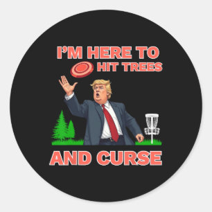 Disk Golf Shirt Funny Hit Trees und Curse Retro Di Runder Aufkleber
