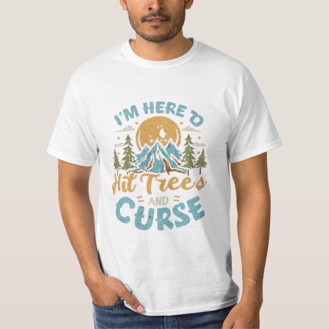 Disk Golf Shirt Funny Hit Trees und Fluch Retro (Vorderseite)