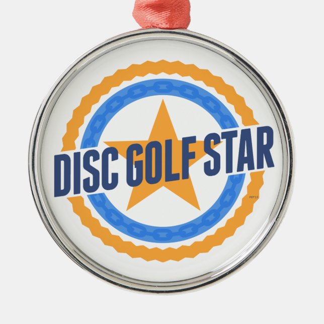 Disk Golf Star Silbernes Ornament (Vorne)