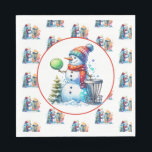 Disk Golf Themed Christmas Party Serviette<br><div class="desc">CD Golf Thema Weihnachts-Party-Papierservietten. Discgolf themed art. Niedlicher Cartoon Snowman in Weihnachtsmannmütze neben einem Discgolf-Körbchen im Schnee neben einem Weihnachtsbaum.</div>