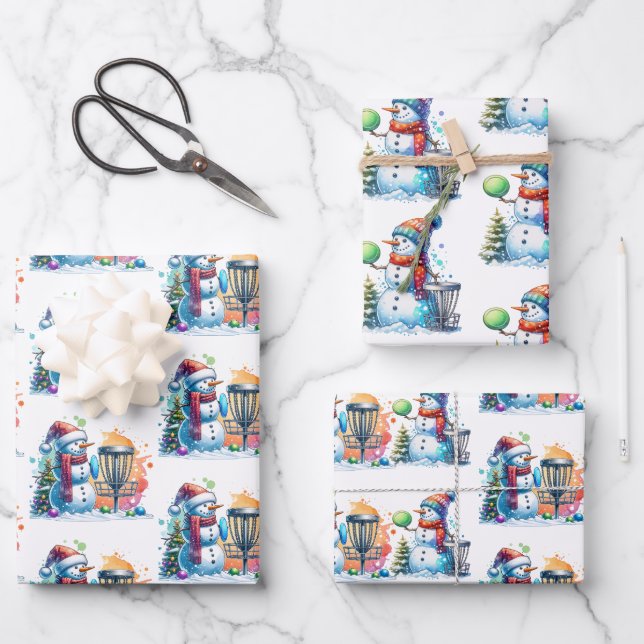 Disk Golf Themed Weihnachten Geschenkpapier Set (Vorderseite)
