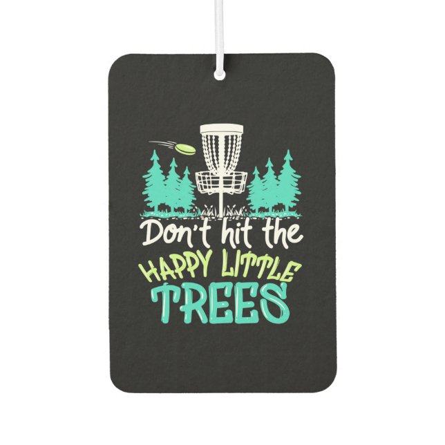 Disk Golf trifft die glücklichen kleinen Bäume Autolufterfrischer (Vorderseite)