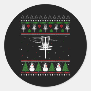 Disk Golf Ugly Christmas Sweater Pajama Geschenke  Runder Aufkleber