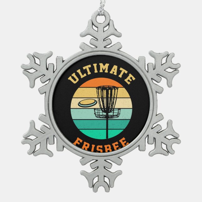 Disk Golf Ultimate Frisbee Schneeflocken Zinn-Ornament (Vorderseite)
