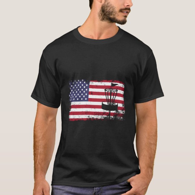 Disk Golf US Flag Disk Golf T-Shirt (Vorderseite)