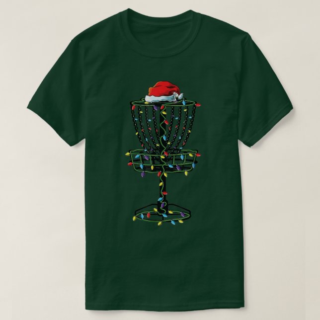 Disk Golf Weihnachtsbeleuchtung Tree Golfer Xmas H T-Shirt (Design vorne)