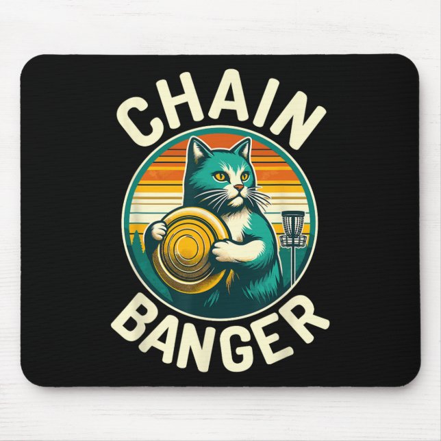 Disk Golfer Cat Chain Banger Disk Golf Player Mousepad (Vorne)