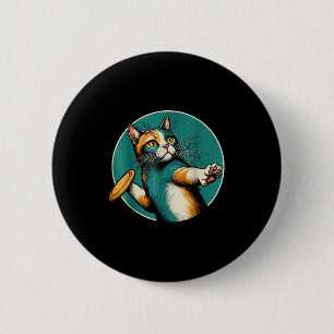 Disk Golfer Cat Disk Golf Player Sonniges Hallowee Button