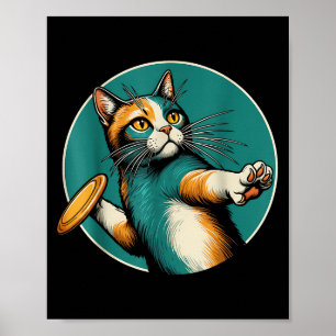 Disk Golfer Cat Disk Golf Player Sonniges Hallowee Poster