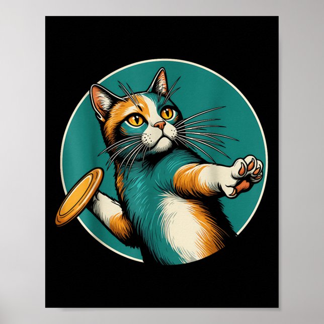 Disk Golfer Cat Disk Golf Player Sonniges Hallowee Poster (Vorne)