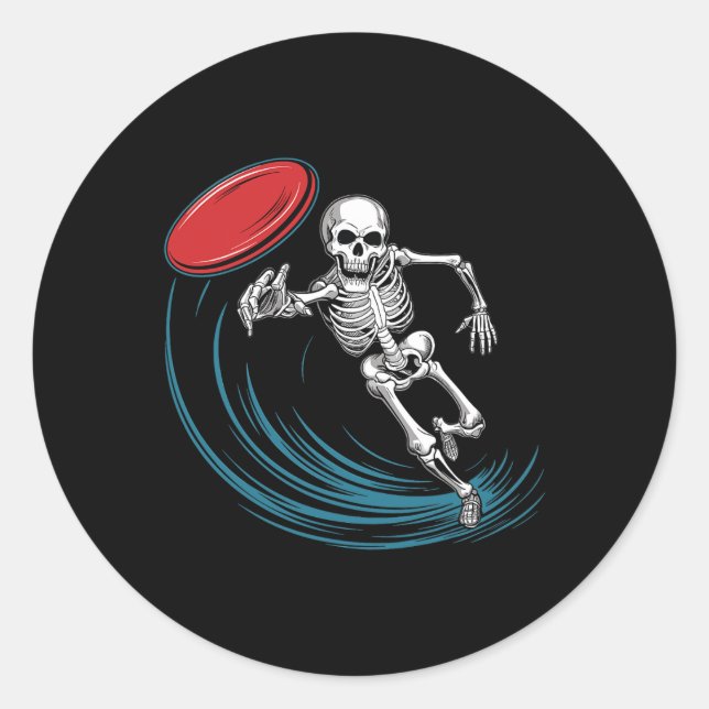 Disk Golfspielen Skeleton Halloween Men Boys Disc  Runder Aufkleber (Vorderseite)