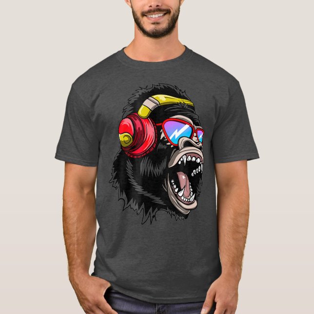 Disk Jockey DJ Monkey Ape Gorilla T-Shirt Geschenk (Vorderseite)