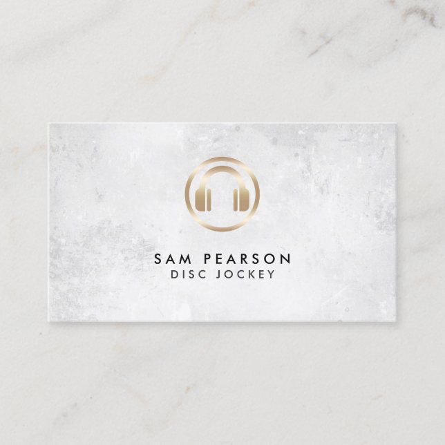 Disk Jockey Gold Headphones Icon Business Card Visitenkarte (Vorderseite)
