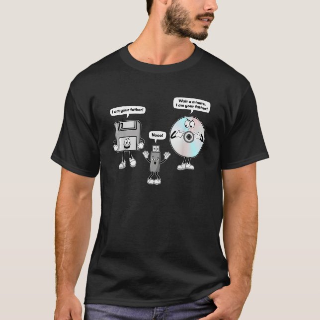 Diskette CD USB Evolution Humor Ich bin dein Vater T-Shirt (Vorderseite)
