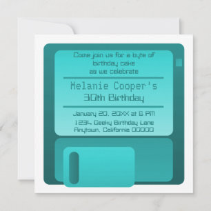 Diskette Geek Geburtstagsparty Einladung, Aquamari Einladung
