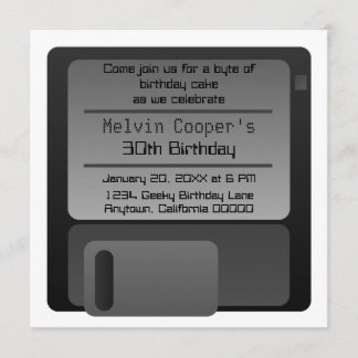 Diskette Geek Geburtstagsparty Einladung, grau Einladung