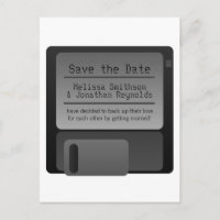 Diskette Save the Date Postkarte, grau