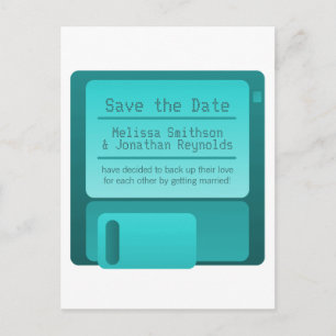 Diskette Save the Date Postkarte, Türkis Ankündigungspostkarte
