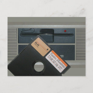 Diskettenlaufwerk und Diskette Postkarte