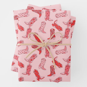 Disko Cowgirl Retro Rosa & Red Wrapping Paper Set Geschenkpapier Set