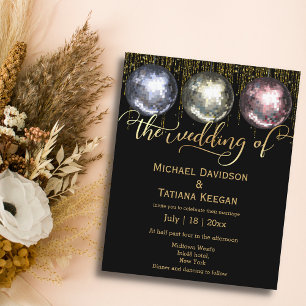 Diskobälle Glitzer Goldene Hochzeitseinladung