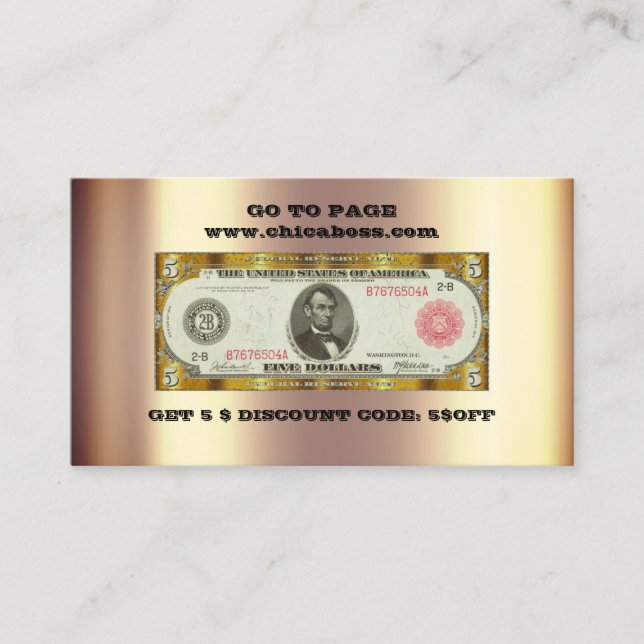 Diskont Business Card 5$ Gold QR Code einfügen Visitenkarte (Vorderseite)