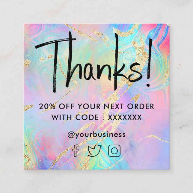 Diskontkarte für flüssigen Marmor Quadratische Visitenkarte (Vorderseite)