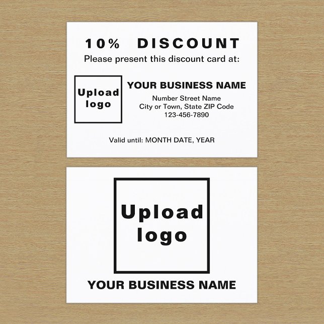 Diskontkarte für Schwarzweiß-Design Rabattkarte (Front and back sides of white discount card for your business. Attract more customers or clients.)