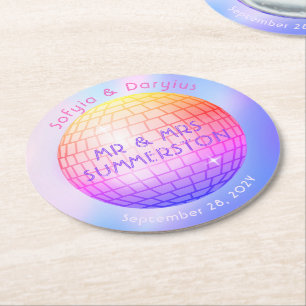 Diskothek Ball Hot Pink Orange Lila Personalisiert Runder Pappuntersetzer