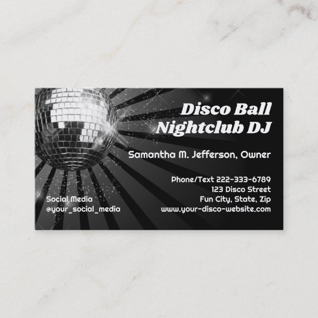 Diskothek Ball Night Club DJ Disc Jockey Dance Par Visitenkarte (Vorderseite)