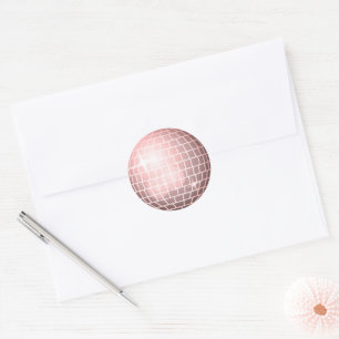 Diskothek Ball Retro 70er Champagne Pink Umschlag Runder Aufkleber