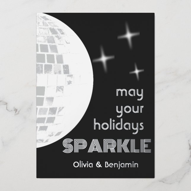 Diskothek Ball Sparkle Folien Feiertagskarte (Vorderseite)