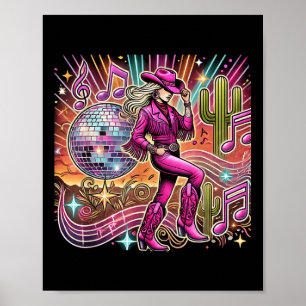 Diskothek Ball Tattoo Pink Cowboy Cowgirl _1 Poster