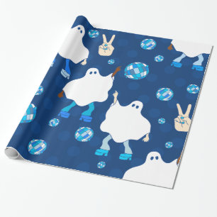 Diskothek halloween african ghost blue geschenkpapier